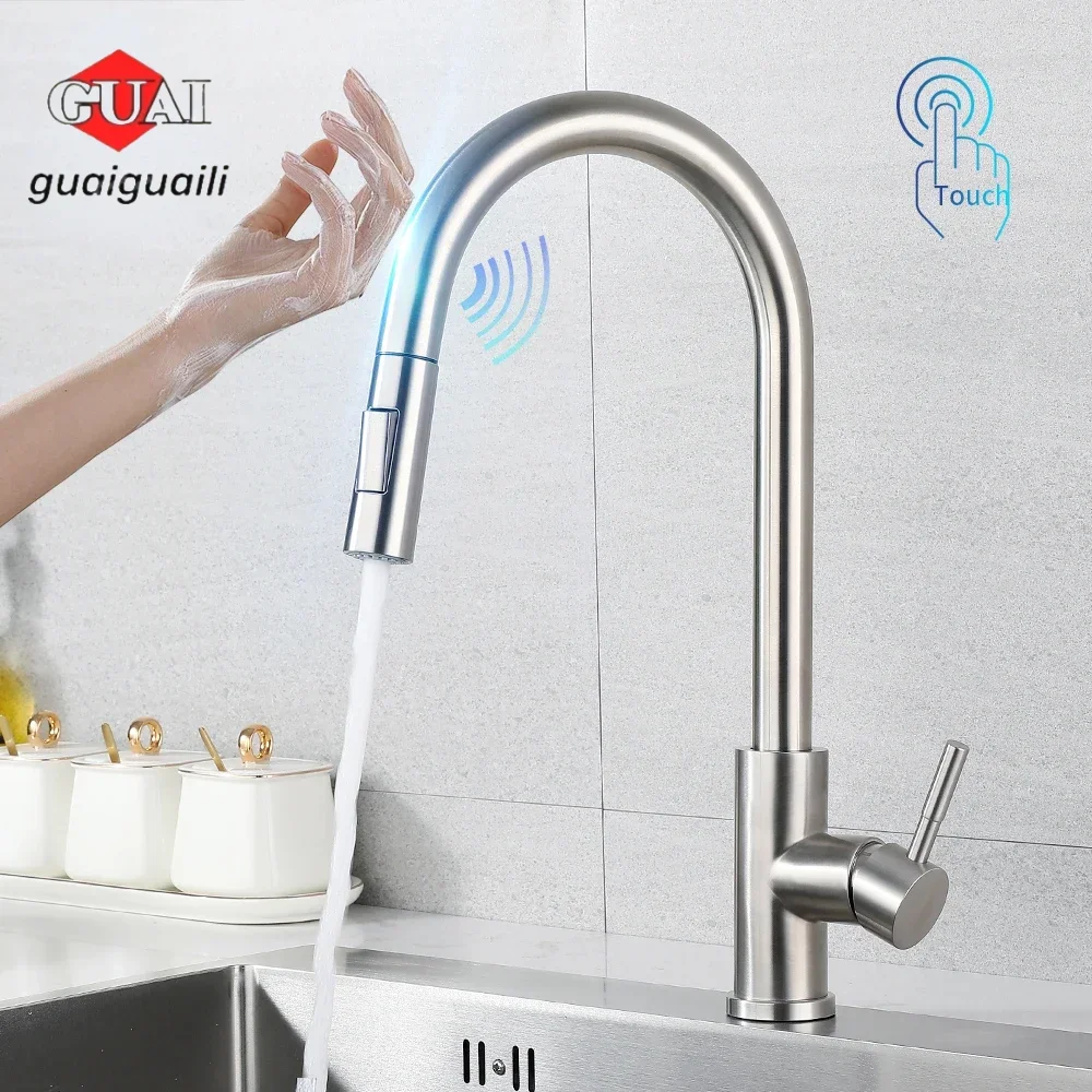 Kitchen Faucet For Sensor Water Tap Sink Rotate Touch Faucet Sensor Water PullOut Sink Tap 360Degree Rotation tap