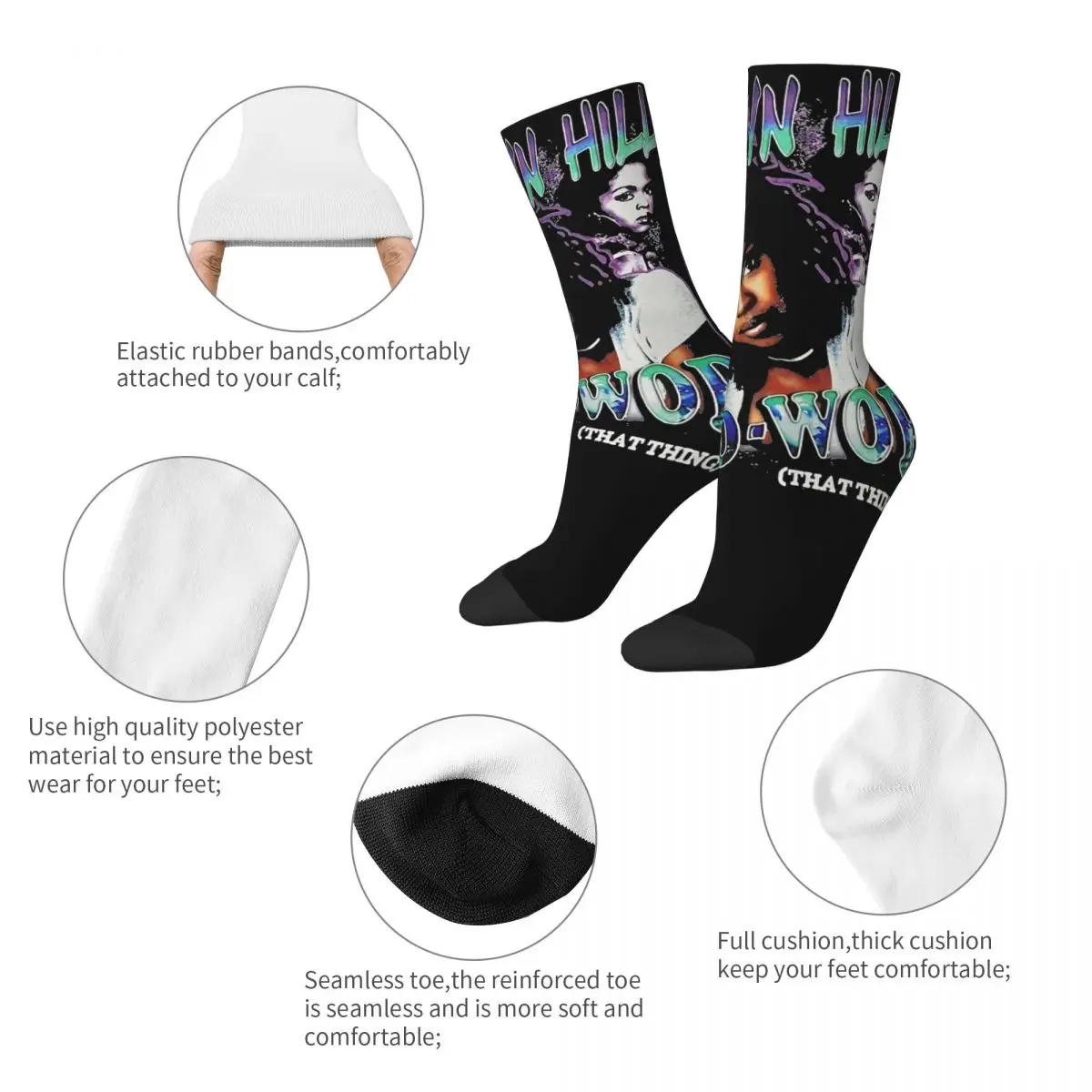 Retro Lauryn Hill's Soul Bootleg Accessories Socks Breathable Rock Music Album Sport Long Socks Soft for Unisex Birthday Present