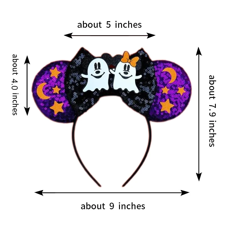 2024 Mickey Mouse Ears Headbands Halloween Bows Sequins Adult Kids Hairband Women Spiderman Vampire Party Girls Hair Accessories