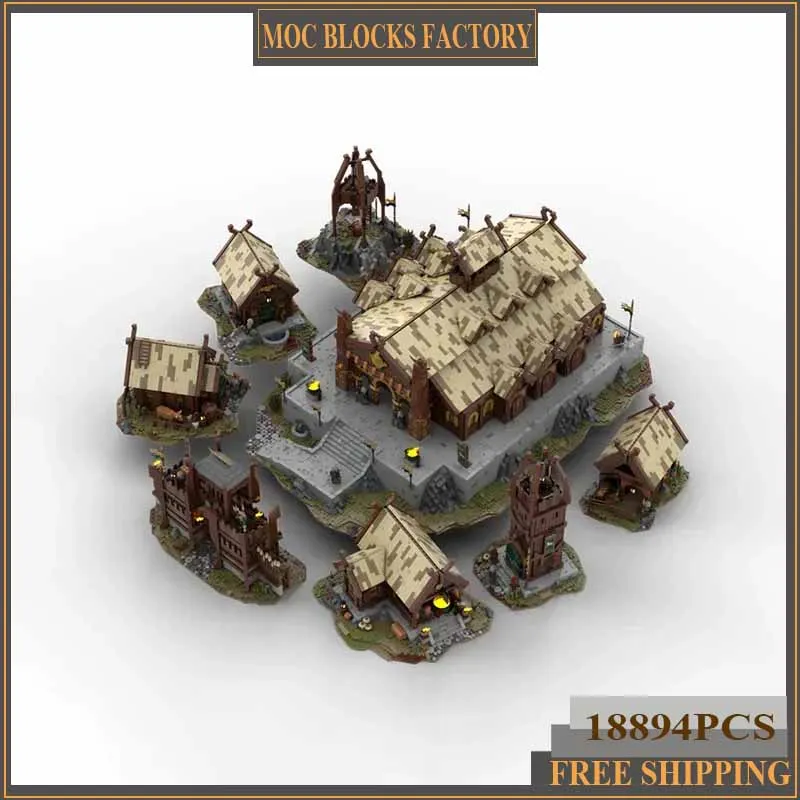 Rings Movie Moc Building Block UCS Rohan Golden Hall Bundle Model Technology Bricks DIY Medieval Times LOTR Magical Castle Toy