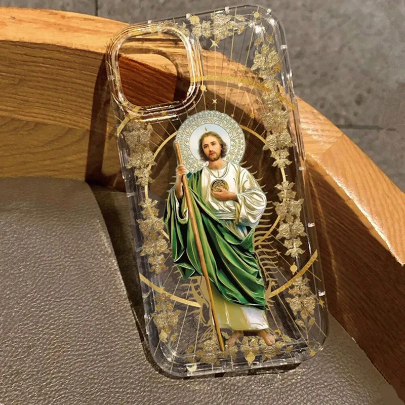 سانت يسوع طباعة واضح جراب هاتف آيفون 16 16E 15 14 13 11 12 برو ماكس X XS XR 7 8 16 زائد SE2020 للصدمات لينة غطاء من البولي يوريثان