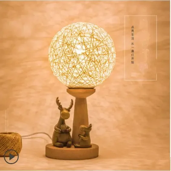 

Nordic deer table lamp creative bedroom wedding room romantic bedside lamp