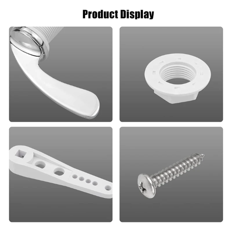 Replacement Flush Handle Cistern Durable Plastic Metal Toilet-Tank Handle Universal Fit Toilet Flush Lever Handle Rod