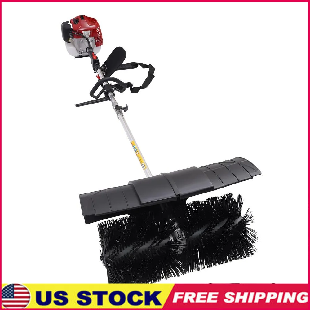 Handheld Gas Power Broom Artificial Turf Sweeper 2.3HP 52cc Nylon Brush Rustproof Durable Driveway Lawn Brush Snow Blower