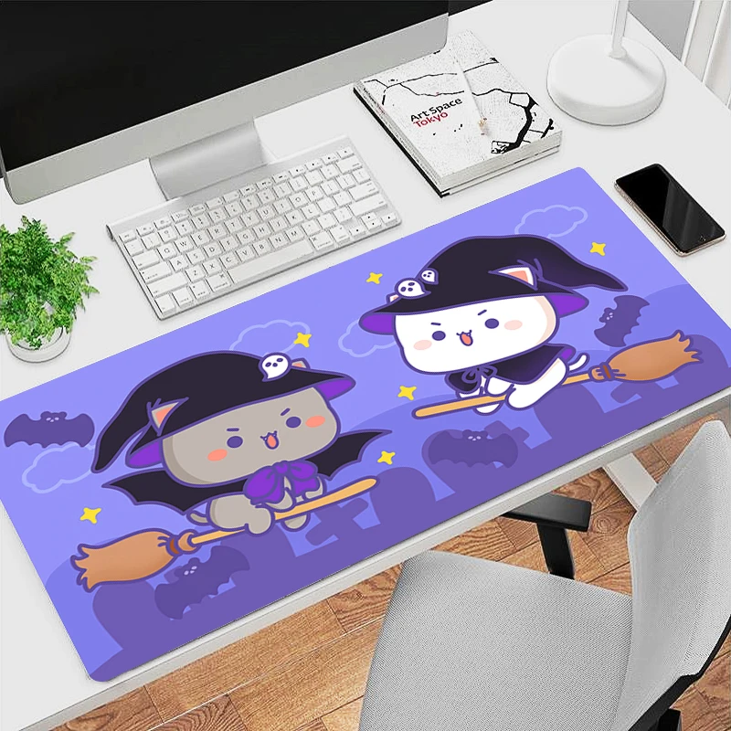 Peach Mochi Cat Kawaii Mouse Pad Laptop Cartoon Anime Non Slip Mousepad Office PC Cute Gaming Accessories Desk Mat Purple Carpet