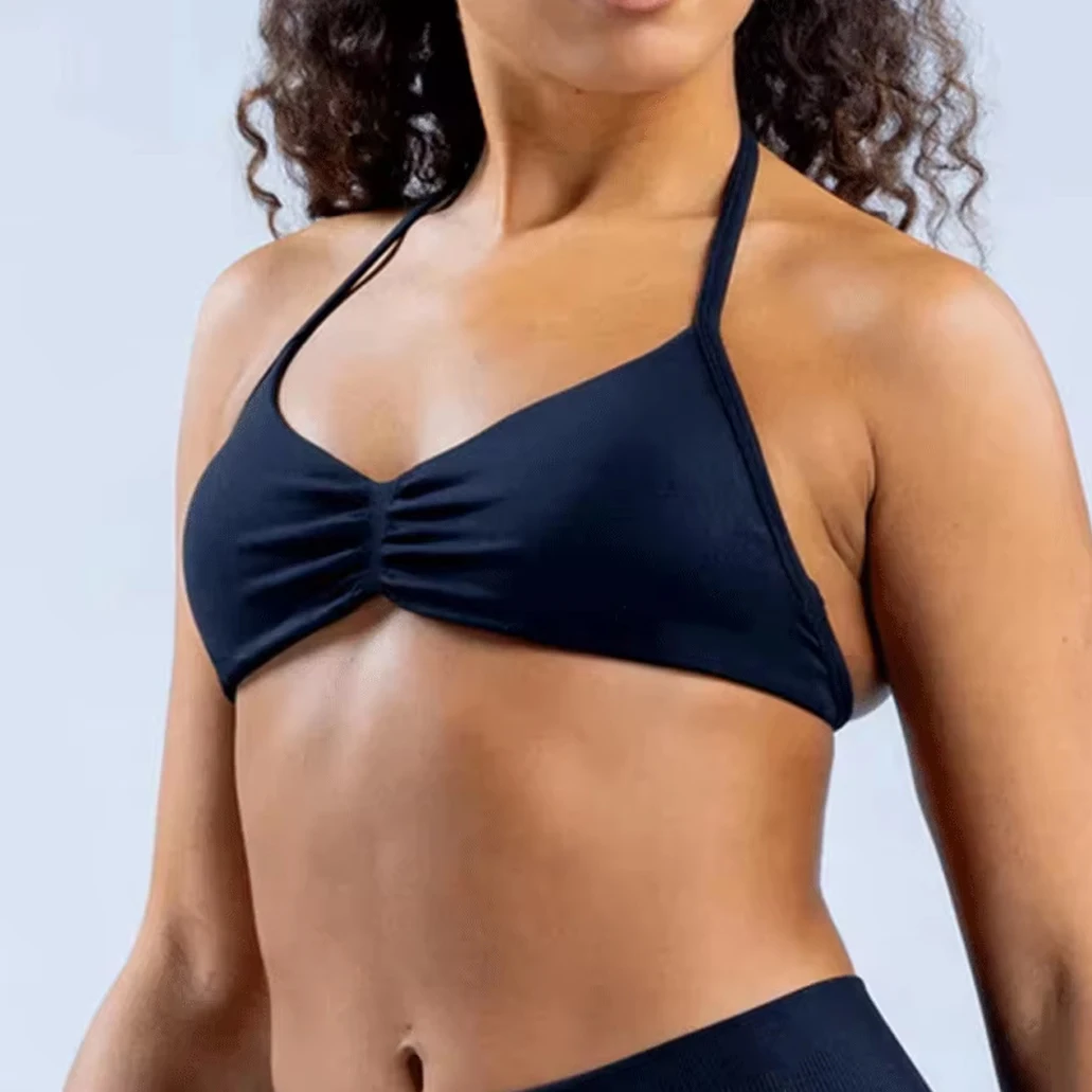 ملابس حريمي عالية الدعم رقيقة حزام الرسن الرياضة سلس حمالات الصدر تأثير Strappy الصدرية رياضة أعلى Scrunch تجريب اليوغا تانك الصدرية