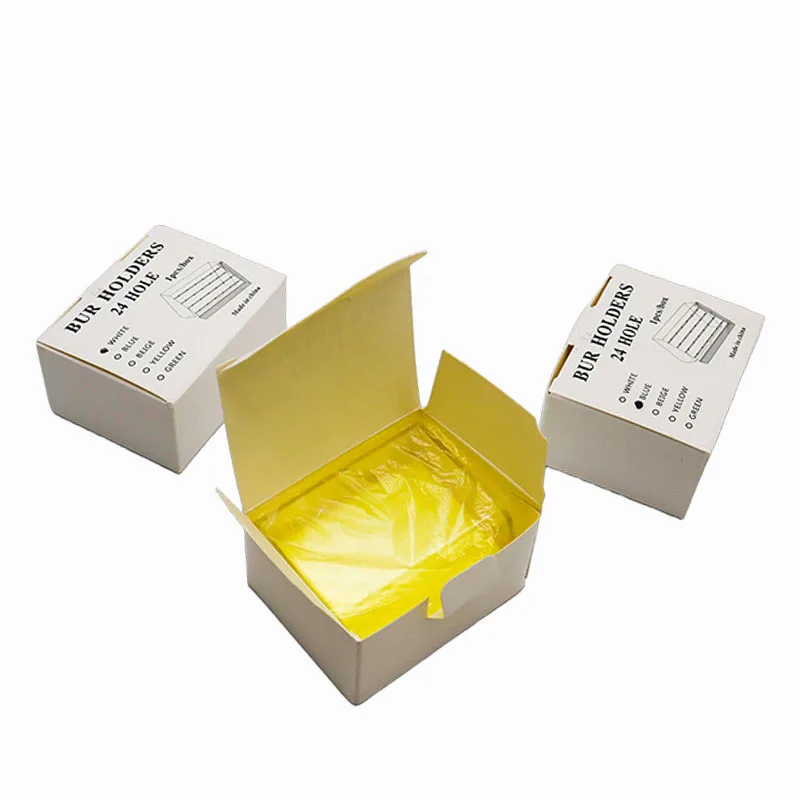 1Pc Dental 24 Holes Disinfection Box Plastic Dental Bur Holder Disinfection Carbide Burs Block Drills Case Box Storage Box