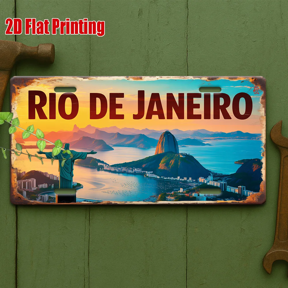2D Flat - 1pc 2D Flat Posters, 2D Printed, 1 Item, Z Sign Featuring Rio De Janeiro Landmarks, Outdoor Plaque & Wall Decor