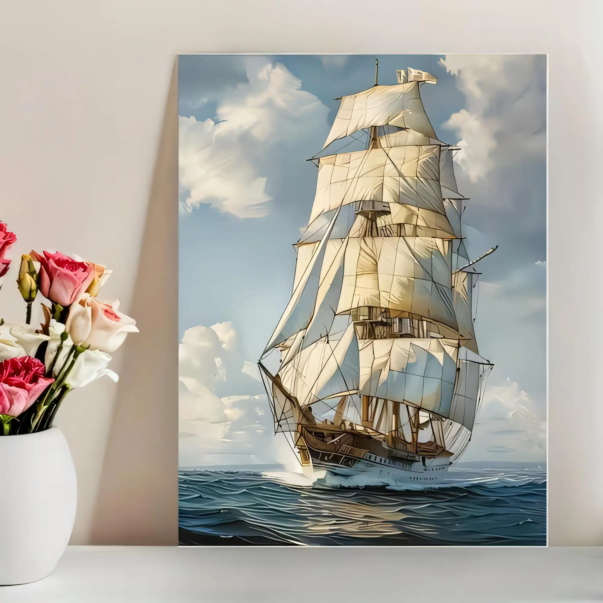 Tin Sign Ocean Sailboat Vintage Metal Wall Decor Nautical Ship Poster Plaque for Living Room Bedroom Bar Cafe Home Wall Hanging