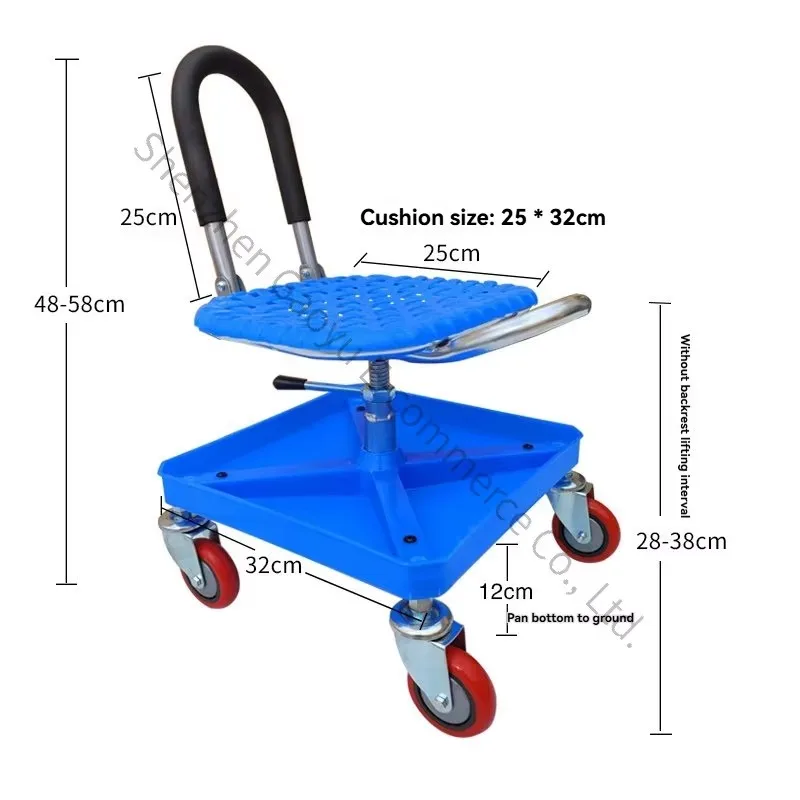 Work Seat Folding Auto Repair Tool Universal Wheel Lift Work Stool Ceramic Tile Beautiful Seam Warehouse Tally Stool Workshop