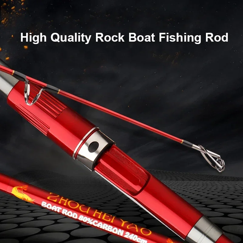 Portable Fishing Boat Rod Spinning Lure Ultralight Hard Carbon Fishing Rod 1.8 M 2.1 M 2.4 M Red Three-section New Fishing Pole