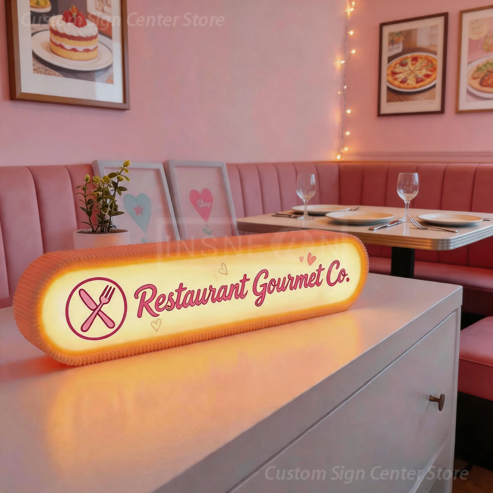 Custom Instagram Gift Lightbox Restaurant Gourmet Co. Personalized Social Media NFC Tags Nightlight for Business Influencers view 4
