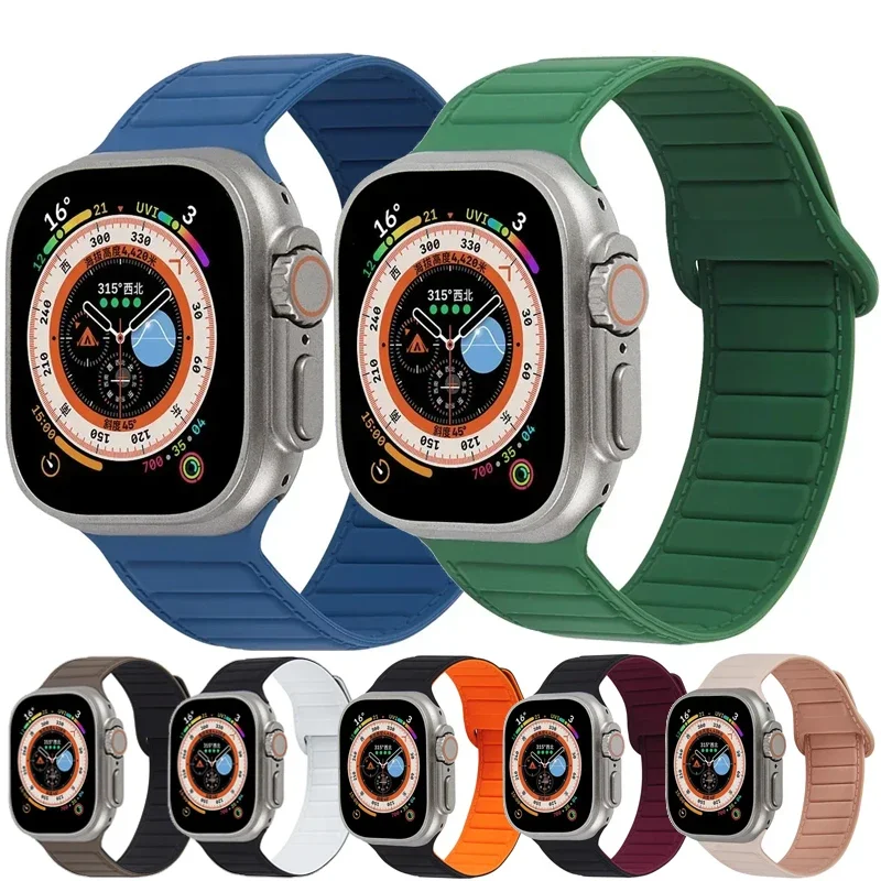 Silicone Loop Magnetic Strap For Apple Watch Band Ultra 49mm 45mm 44mm 40mm 41mm Bracelet for iWatch series Ultra 8 7 6 SE 5 4 3