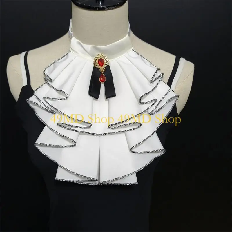 49md-portable-detachable-collar-for-travel-convenience-ruffle-jabot-false-collar-necktie-smedieval-costume-shirt-outfit