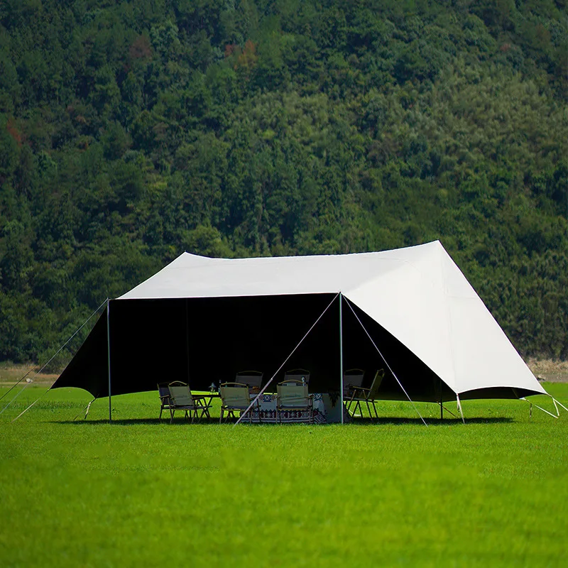 

Outdoor Genting Canopy Camping Oversized Twin Peaks Sky Curtain Four-season Oxford Thickened Black Rubber Sunscreen Rainproof