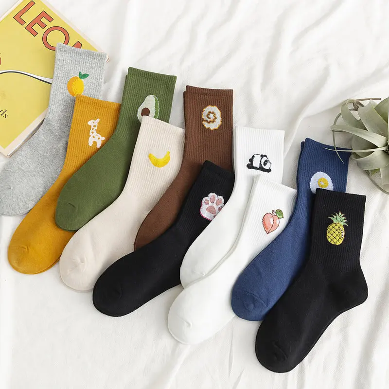 Spring and Autumn New Fruit Pile Socks Men and Women Candy Color Cartoon Tube Cotton Socks Network Red Sports Socks