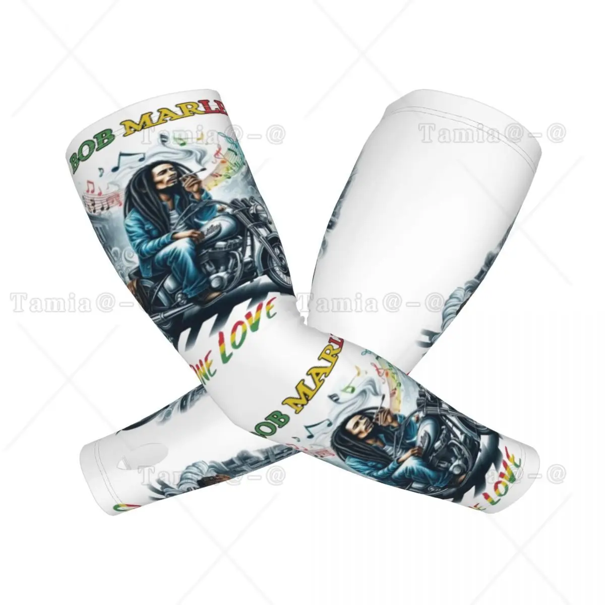 Custom Jamaica Reggae Music Bob Marley Cooling Arm Sleeves for Men Women Cycling Fishing Tattoo Cover Up