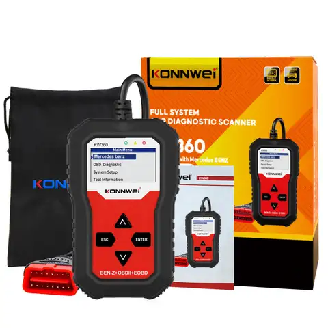 KONNWEI KW360 OBD2 Scanner Full Systems for Mercedes-Benz Car Diagnostic Tool for C300 W204 W205 W211 ABS Airbag Oil Reset