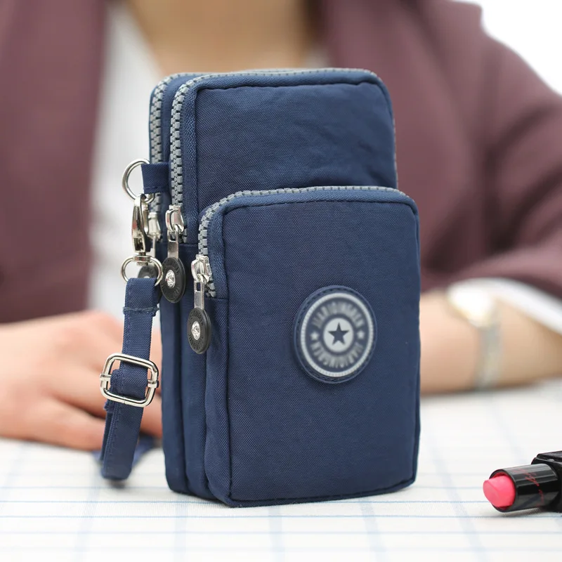 New Mobile Phone Crossbody Bags for Women Fashion Women Shoulder Bag Cell Phone Pouch with Headphone Plug 3 Layer Wallet