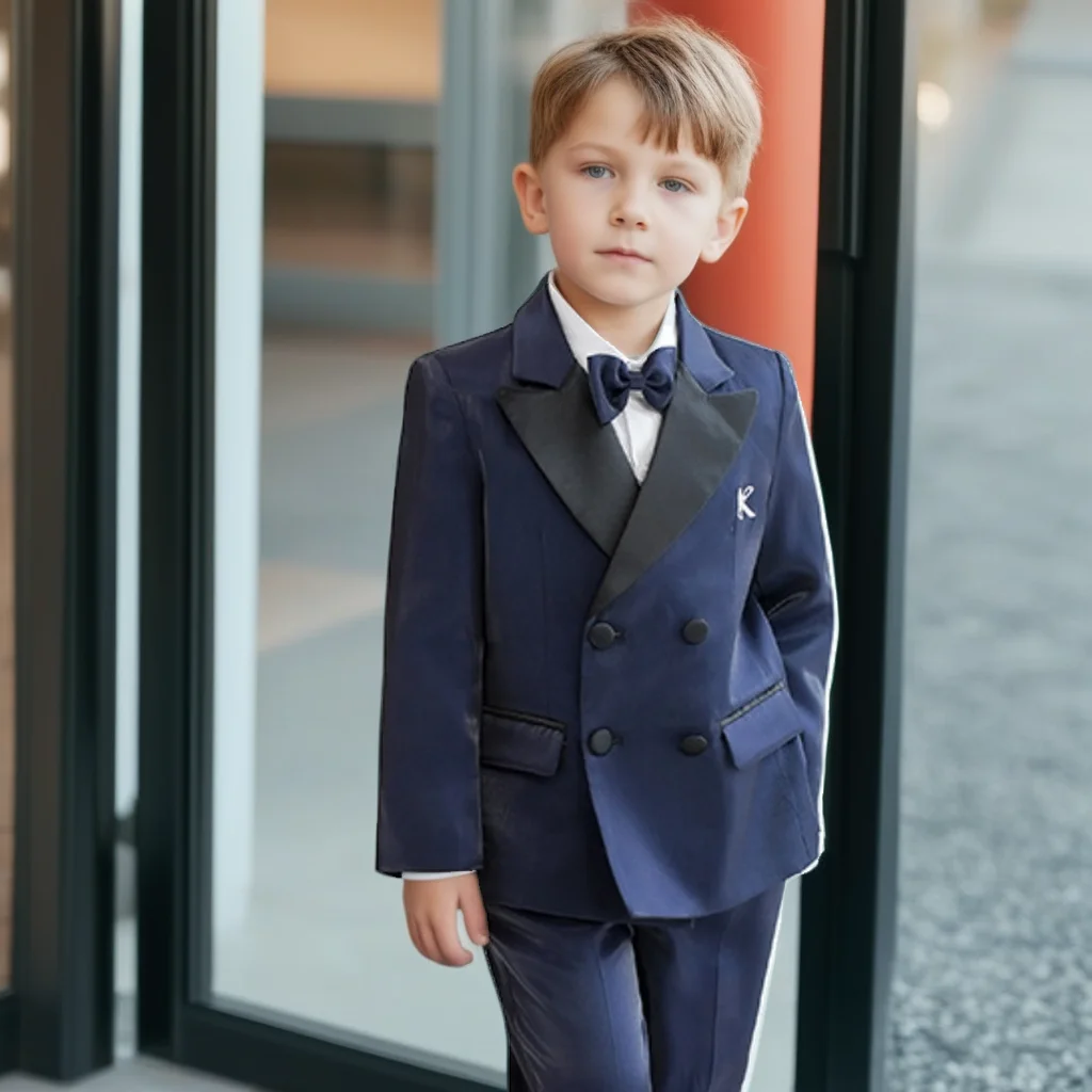 

Boys Blazer Jacket Double Breasted School Kids Host Performance Formal Wear Gentleman Birthday Outfit Suit Outerwear for Child