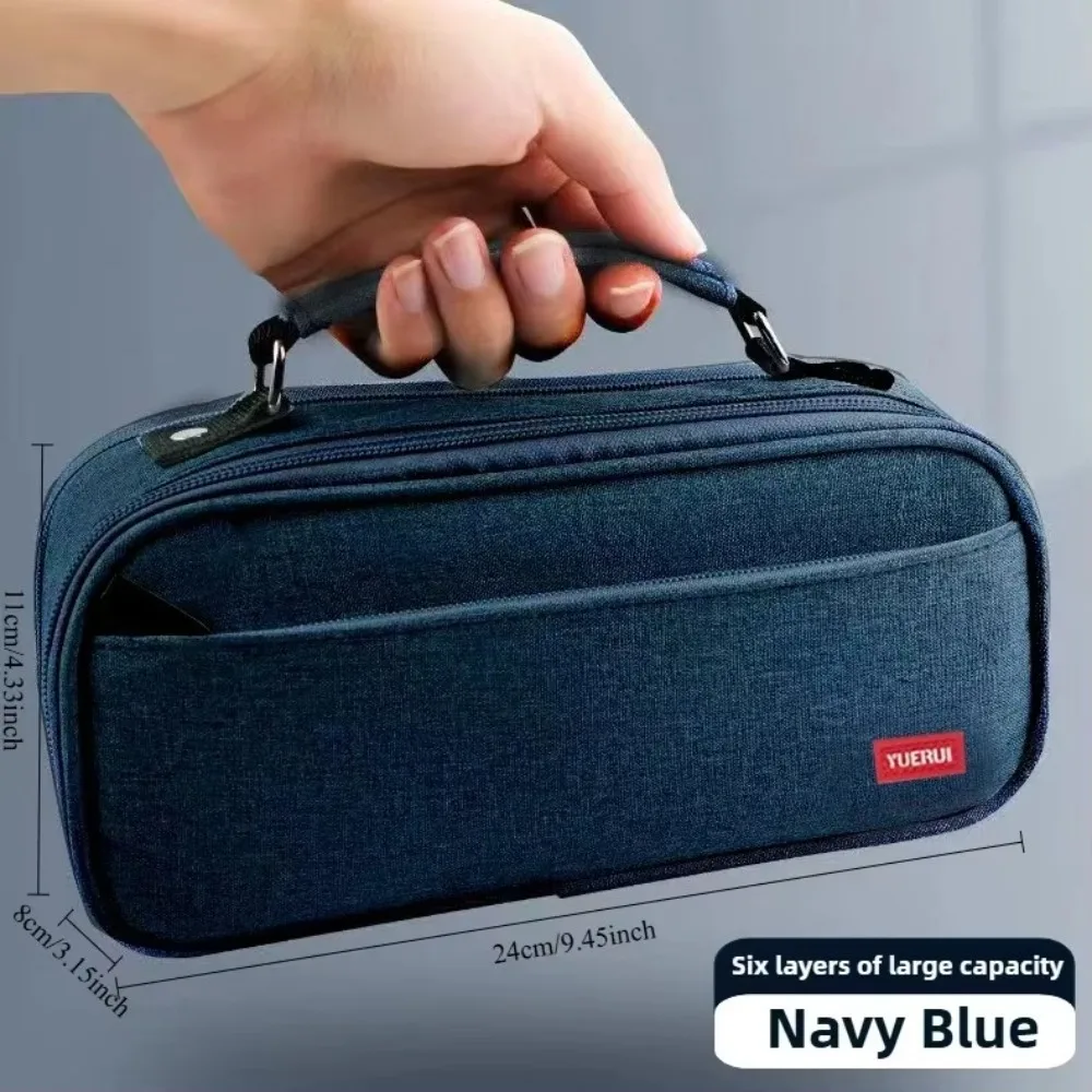 High Quality Multi Layer Partition Pencil Case Handheld Thickened Stationery Bag Waterproof Large Capacity Pen Bag