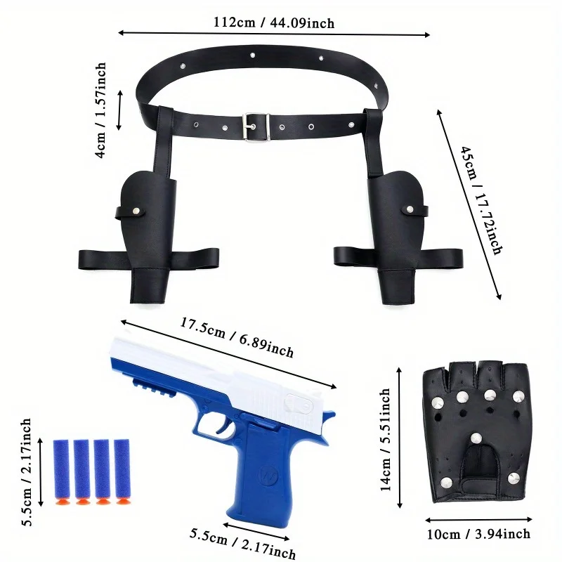 Custodia per pistola della polizia Laura Cintura da cowboy occidentale Guanti in pelle Accessori per oggetti di scena cosplay