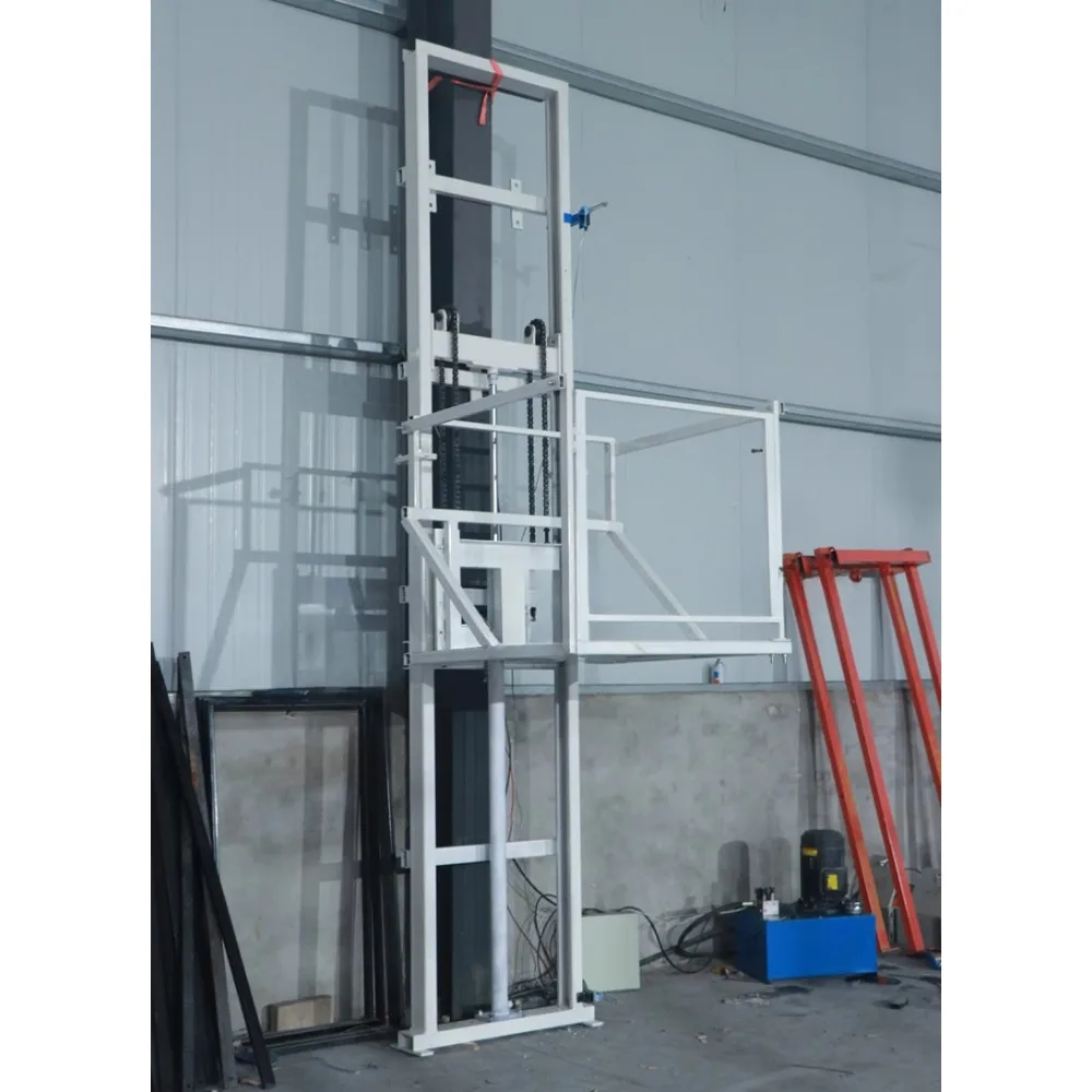 Small electric hydraulic lift cargo elevator rail type simple hoist