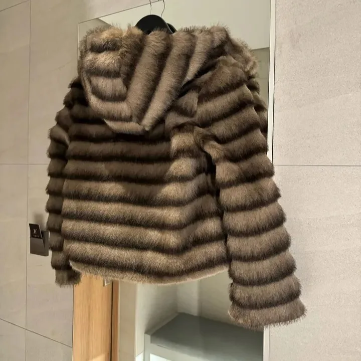 Donna ort Jaet Autunno Inverno Lusso Faion Pelliccia Con Cappuccio Allentato Caldo Top Trapuntato Cappotto di Visone Sintetico Gioventù Pendolarismo Sle