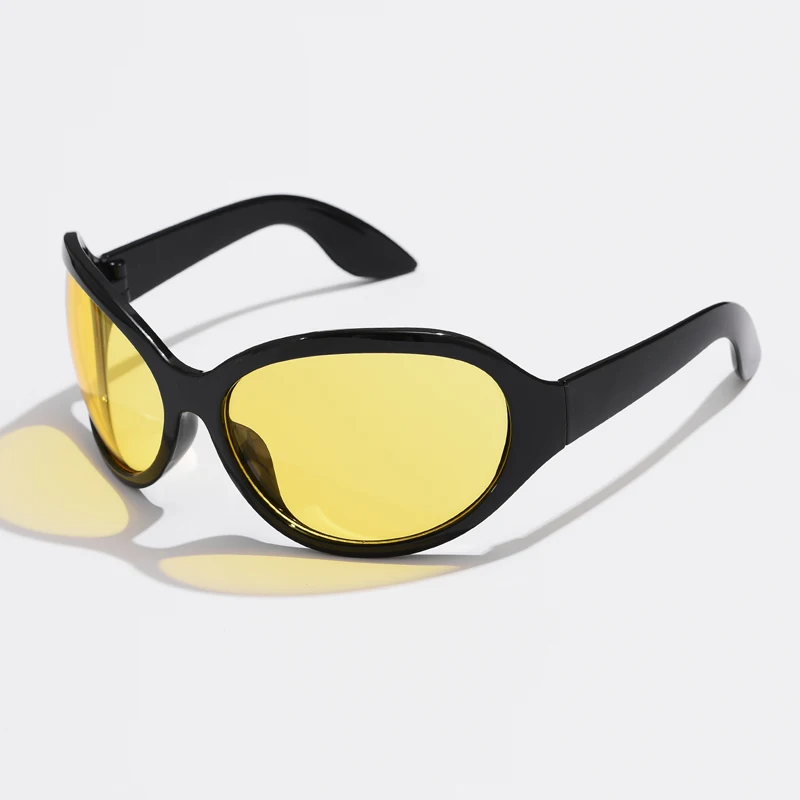 Marka modowa Y2K Punk okulary przeciwsłoneczne gogle nowe kobiety mężczyźni owalne sportowe okulary przeciwsłoneczne damskie ponadgabarytowe czarne odcienie okulary UV400 — zdjęcie 6