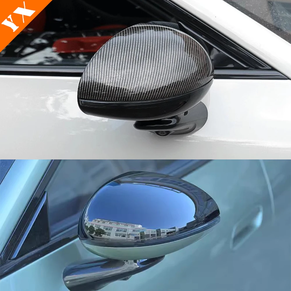 For xiaomi SU7 Pro MAX Accessories 2024 Carbon Black Car Side Door Mirror Rear View Mirror Cover Decor Anti Scratch Frame 2PCS