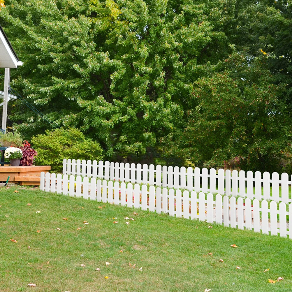 

5Pcs White Plastic Garden Fence Multi-Use Lawn Edging Border Decorative Fence Panel Outdoor Yard Border Garden Edging
