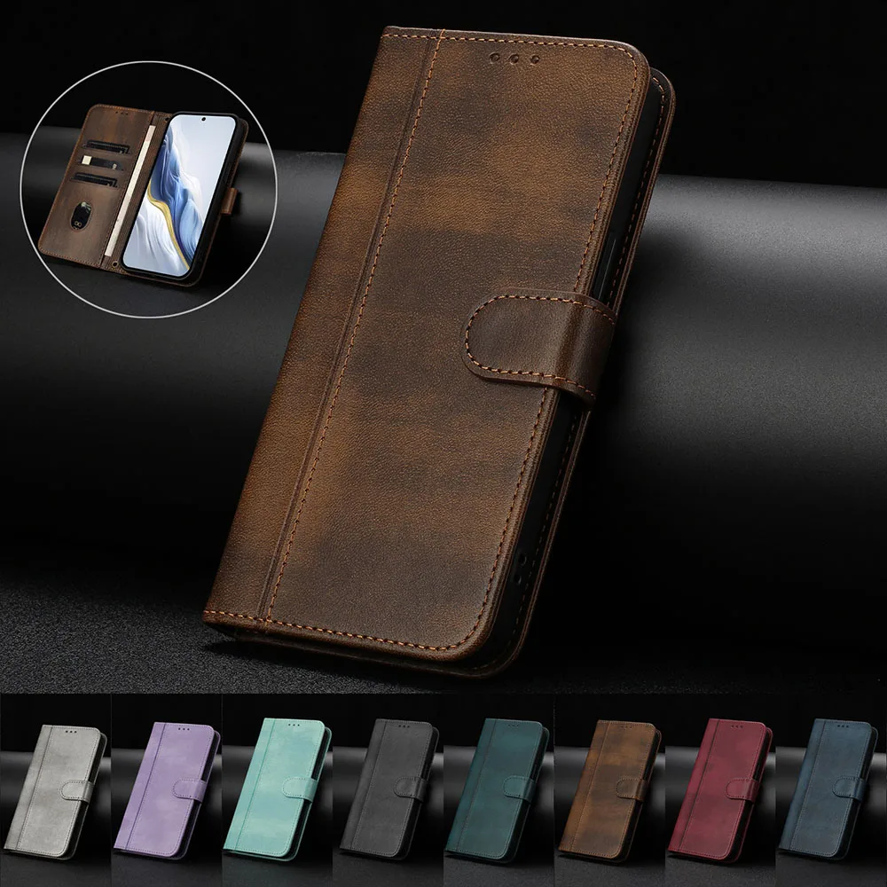 ريترو محفظة جلدية الحال بالنسبة Redmi 15C 14C 14R 13 13C 13X 12 12C نوت 14 برو زائد 13 12 12S 11 11S الوجه الهاتف الغطاء الخلفي eتوي