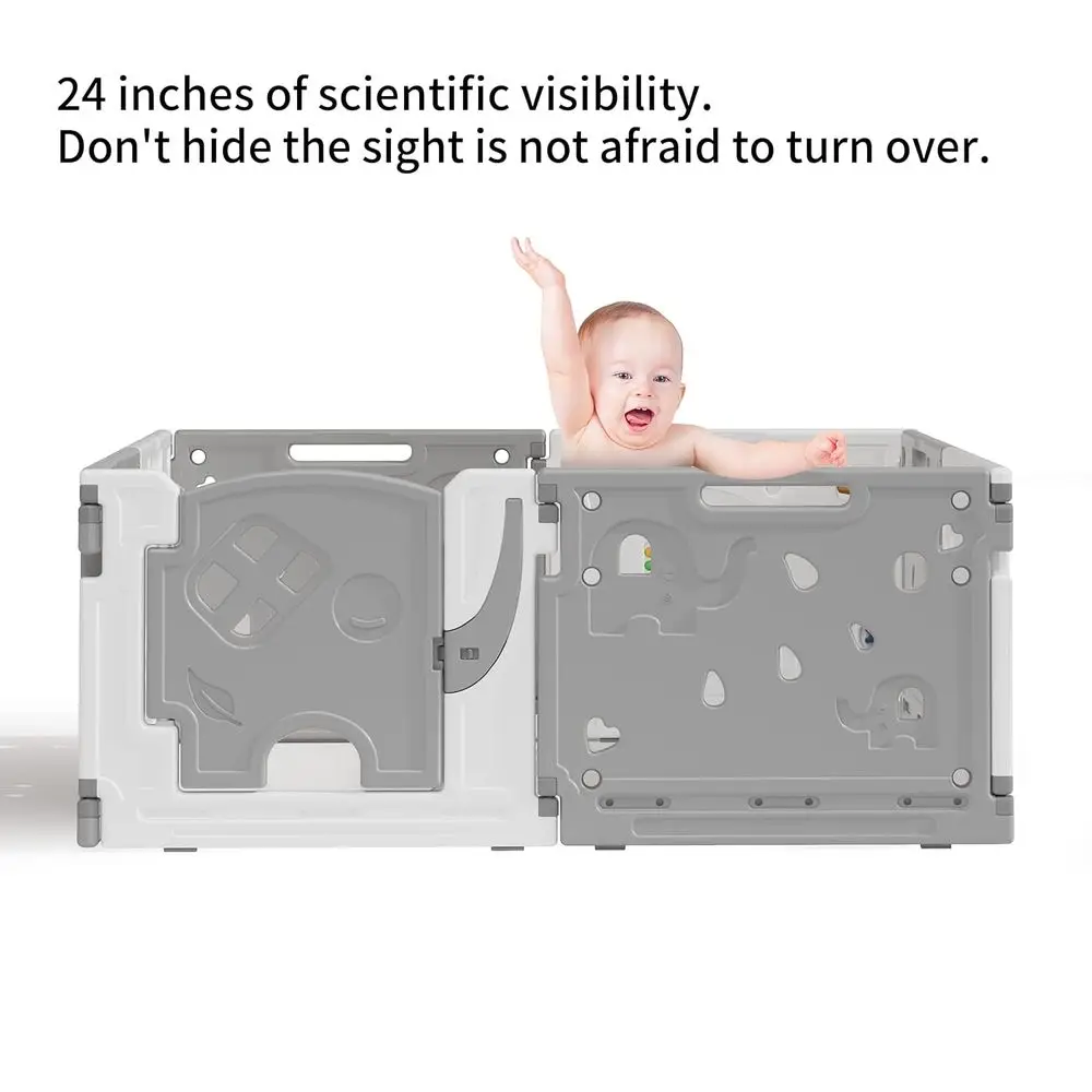 مركز أنشطة روضة الأطفال متعدد الألوان - منطقة لعب آمنة للاستخدام الداخلي/الخارجي (أبيض ورمادي) #5