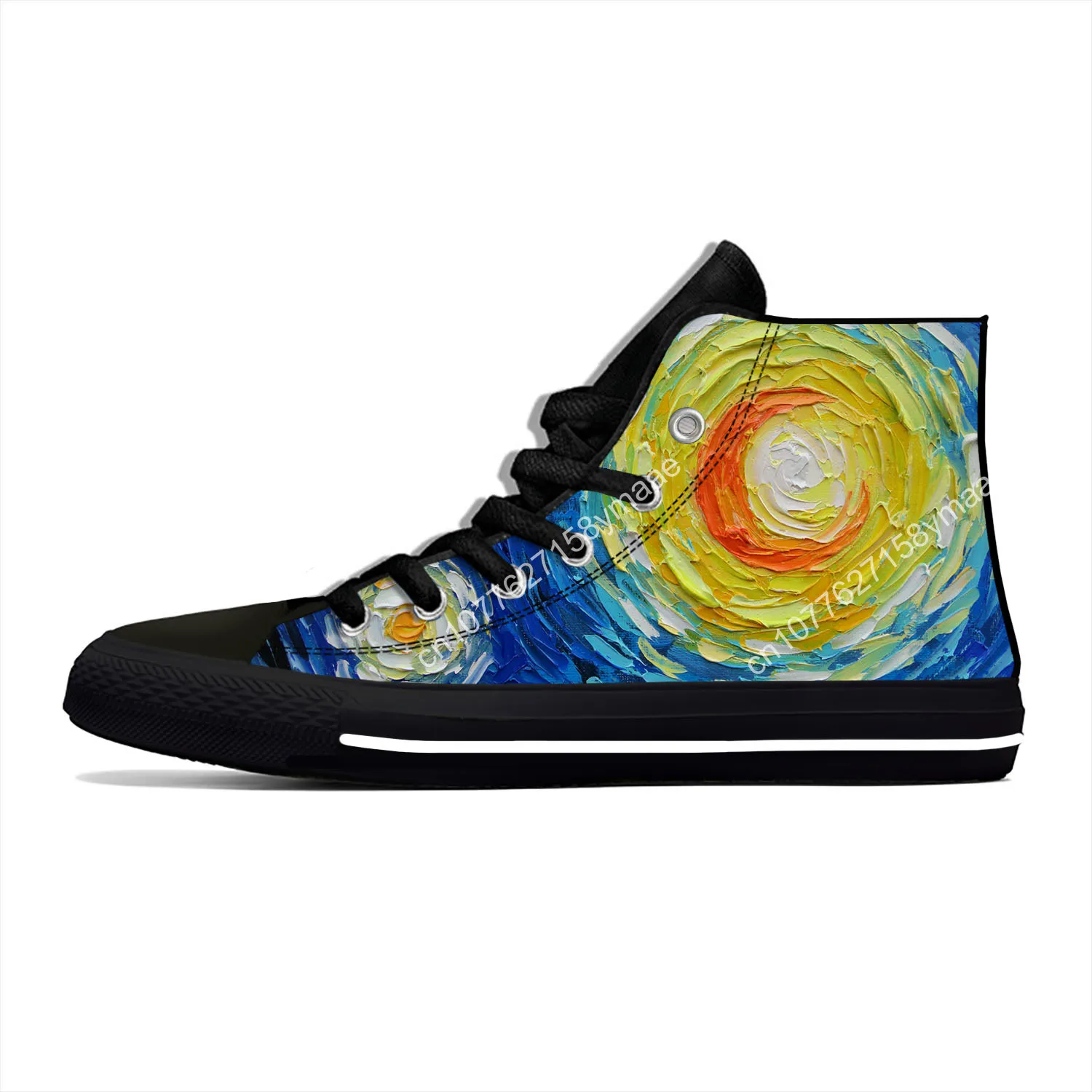 Van Gogh Oil Painting Starry Night Novelty Design Fashion High Top Canvas Shoes Men Women Casual Sneakers Classic Board Shoes