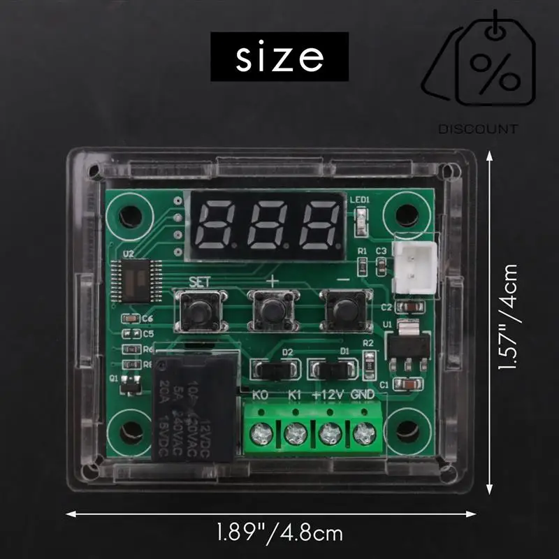 ABMF-4PCS W1209 Modulo regolatore di temperatura digitale DC Interruttore elettronico del modulo di controllo della temperatura della temperatura con custodia in acrilico
