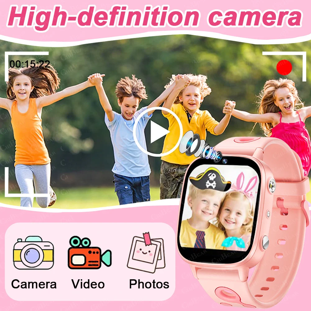 أطفال SmartWatch كاميرا مشغل فيديو 26 لعبة ألغاز 500mAh بطارية مصباح يدوي عداد الخطى الأطفال مقاوم للماء Smartwatch الفتيات هدية