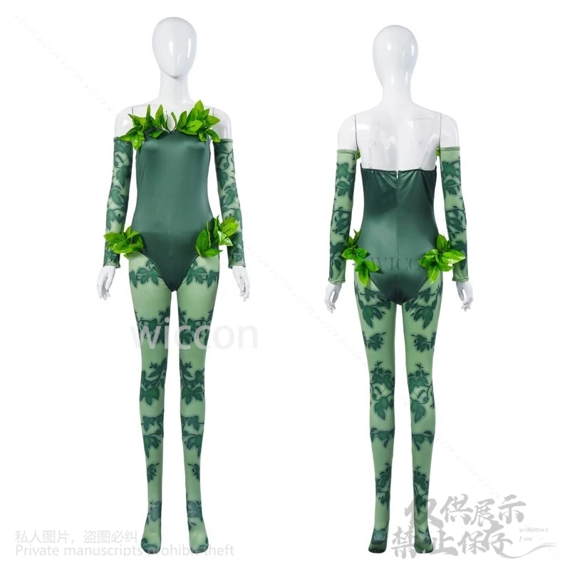 Poisonn Anime Cosplay Ivyy!edggy^/Pamela Lillian Isley Sexy Green Jumpsuit Bodysuit Bikini Jirai Kei Girls Woman Wiglifelikee@