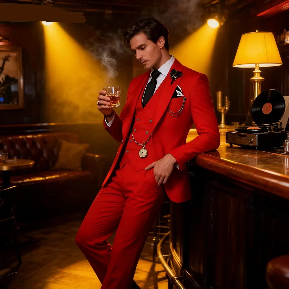 

Высококачественные мужские костюмы Slim Fit: элегантный комплект из 3 предметов (пиджак с острыми лацканами, жилет, брюки) для деловых встреч и торжеств