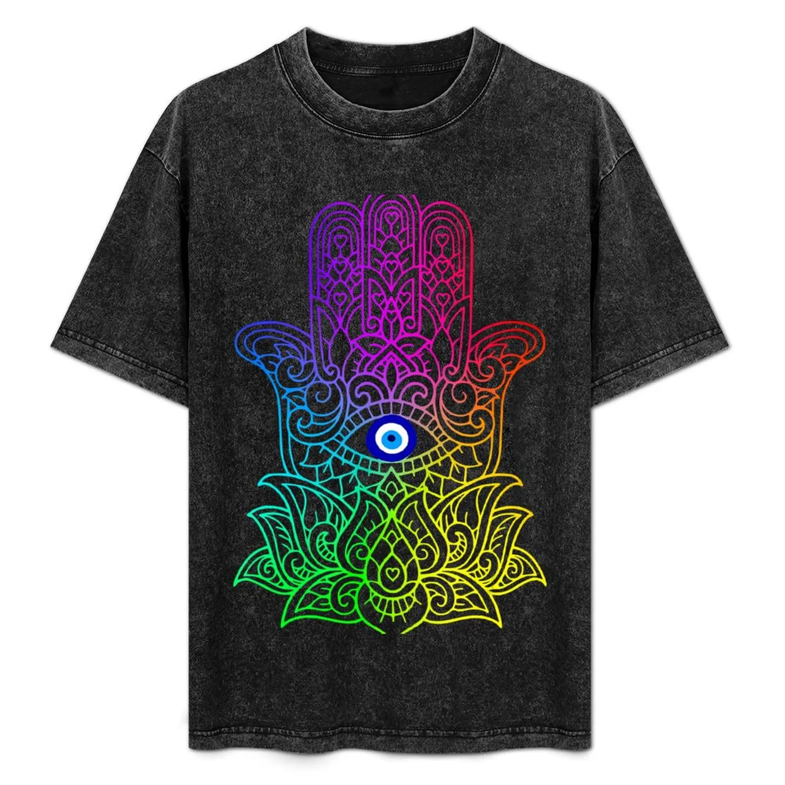 

Hand Of Hamsa Fatima Evil Turkish Tiger Eye T-Shirt Work Basic Short Sleeve Top