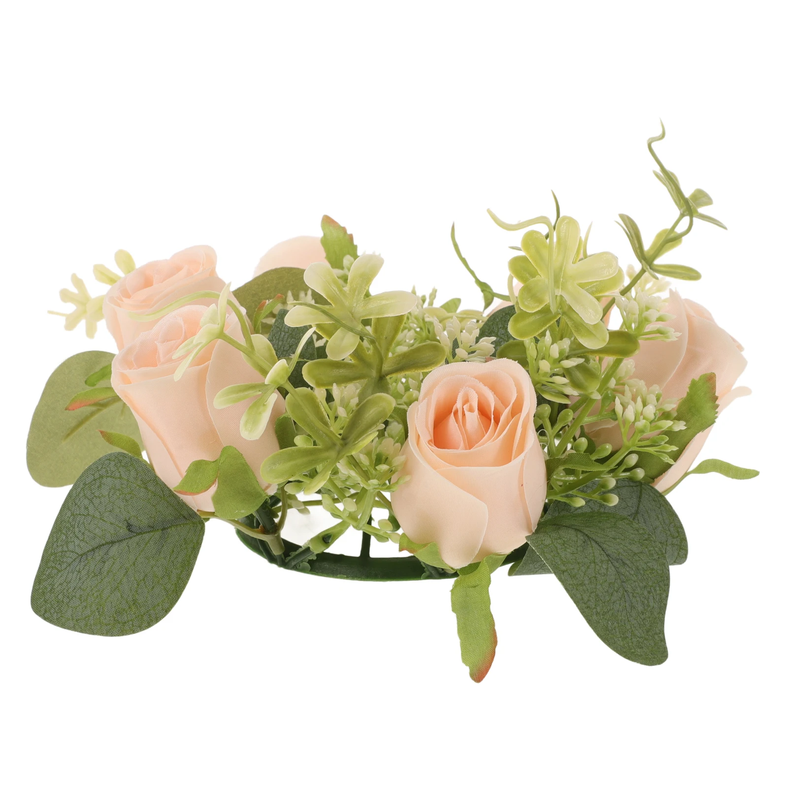 

Artificial Rose Wreath Rings Garland Spring Home Farm Party Table Decor Wax Ring Wedding Centerpieces