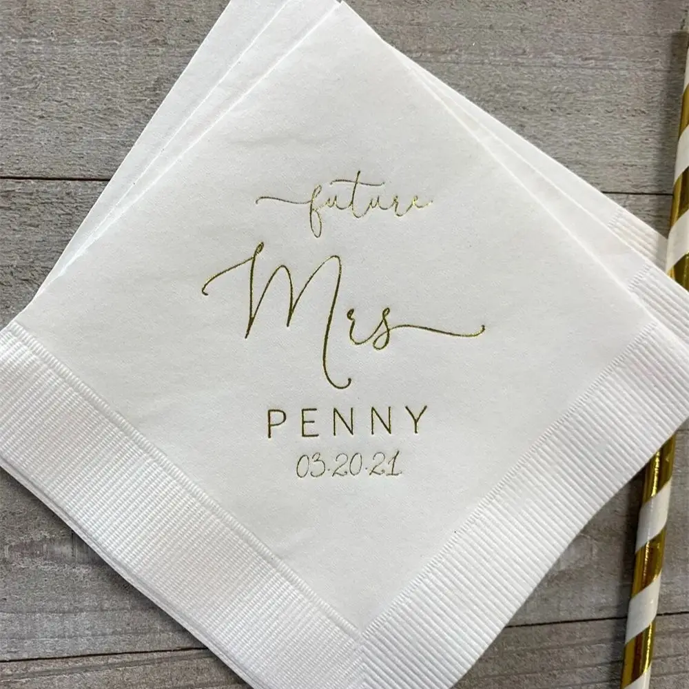 

50PCS Personalized Napkins Bridal Shower Custom Printed Monogram Napkins The Future Mrs