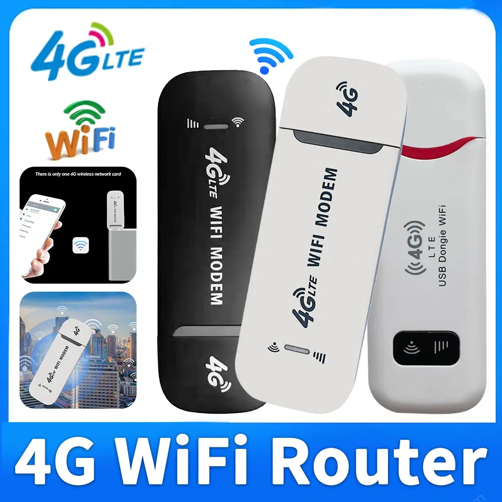 4G USB 와이파이 모뎀 휴대용 와이파이 핫스팟 LTE 무선 라우터 SIM 카드 슬롯 포함 150Mbps 가정/차량용