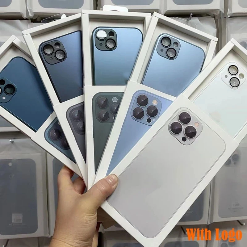 10Pcs/Original AG Silicone Matte Glass Case For iPhone 15 14 13 12 Pro Max Plus Frosted AG Glass Case With Camera Lens Film Hull