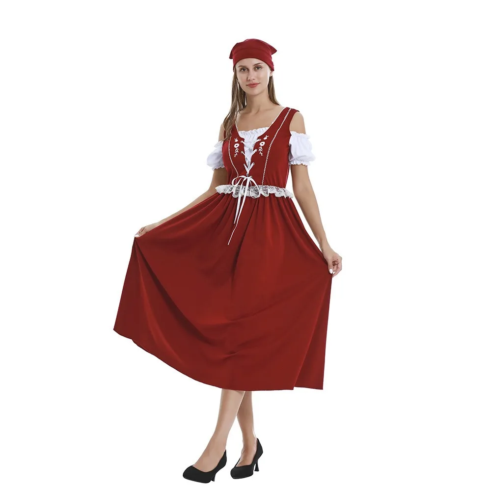 

2025Halloween Maid Uniform Bar Girl Dress Maid Uniform Bavarian Costume Stage Performance Costume