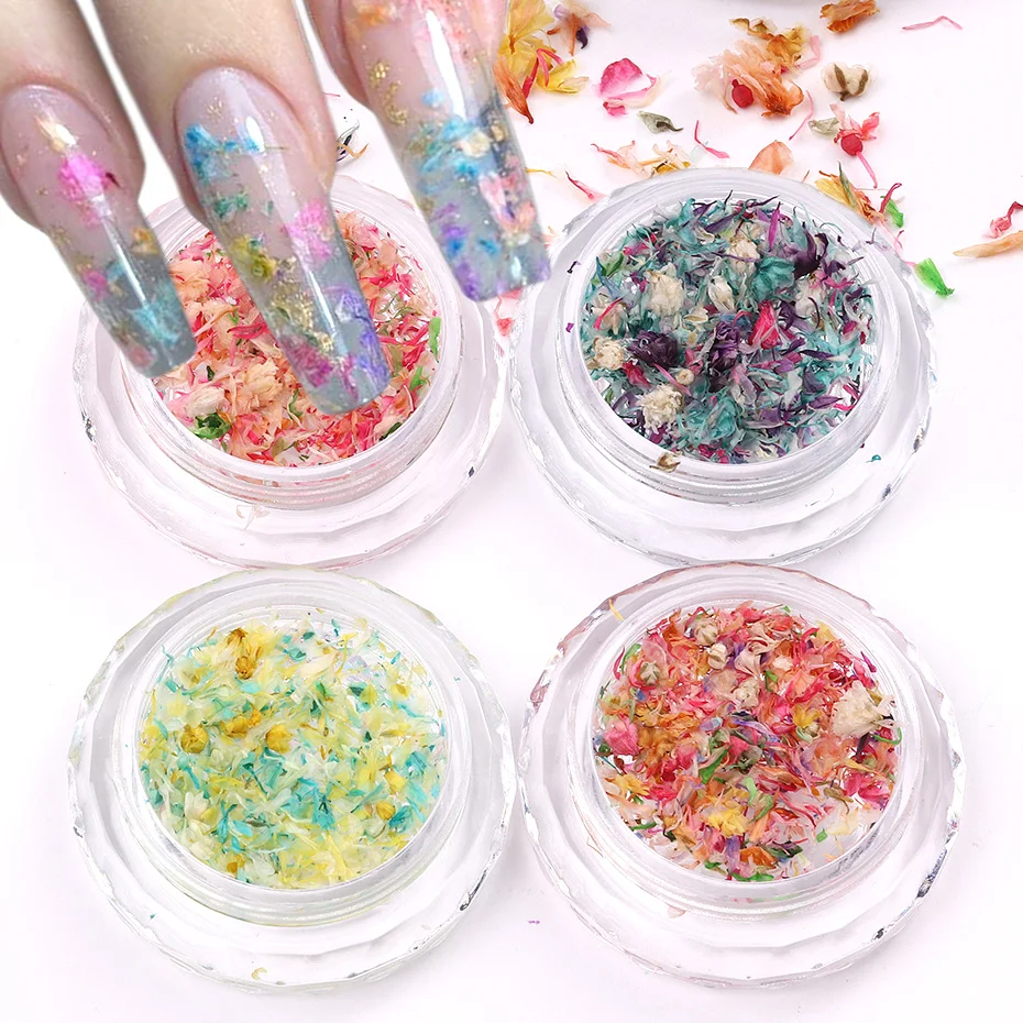 1 Box 3D Dried Flowers Nail Art Decorations Colorful Real Natural Floral DIY Manicure Charms Designs For Nail Accessories BES166