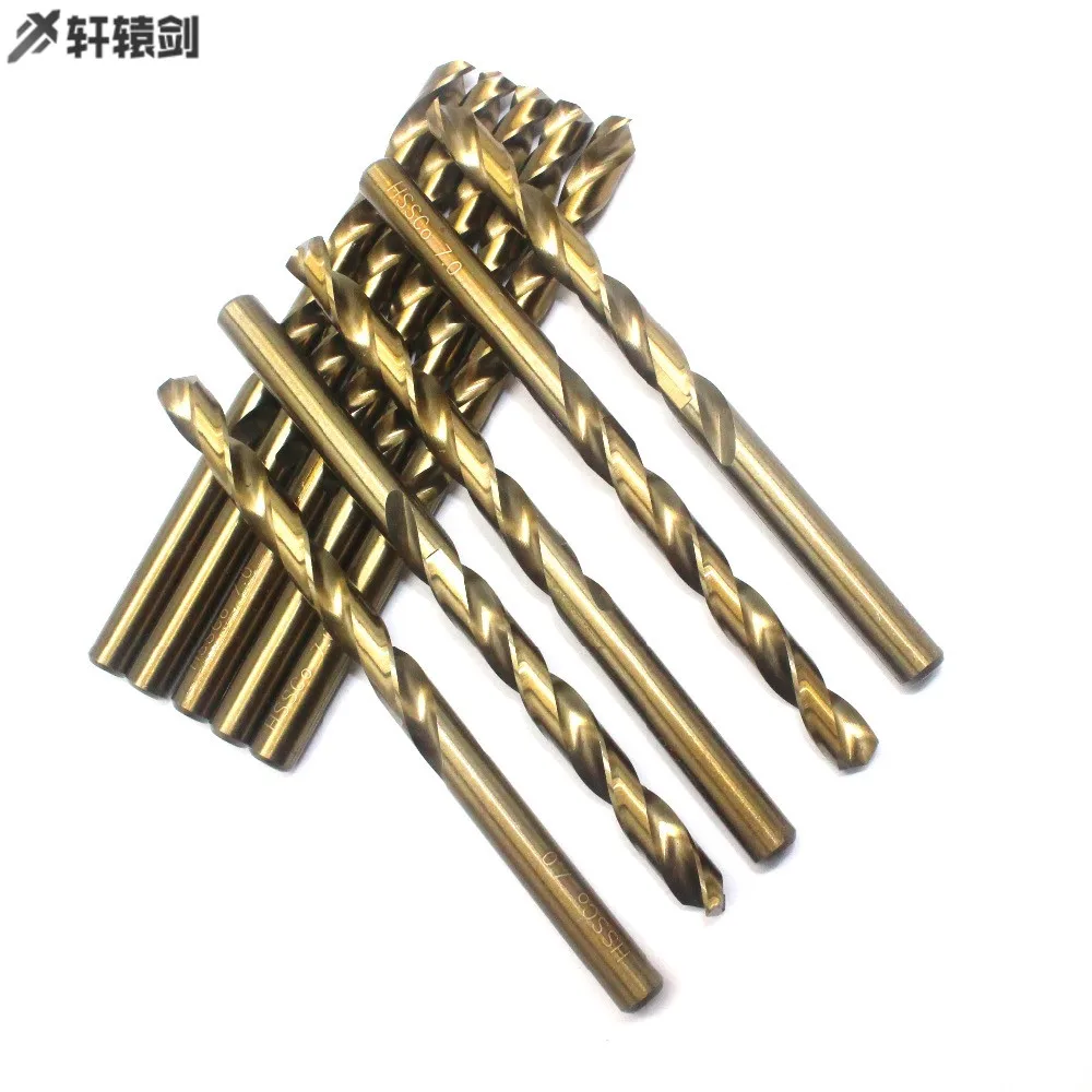 10PCS Torção Brocas 6.1 6.2 6.3 6.4 6.5 6.6 6.7 6.8 6.9 milímetros HSS-CO 7 M35 Aço Cobalto Hetero Shank Para O Aço Inoxidável