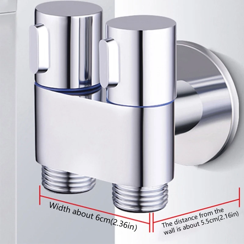 G1/2 Copper Three-way Filling Angle Valve 1-in 2-out Water Divider for Water Heaters, Washing Machines, Toilets,Sinks