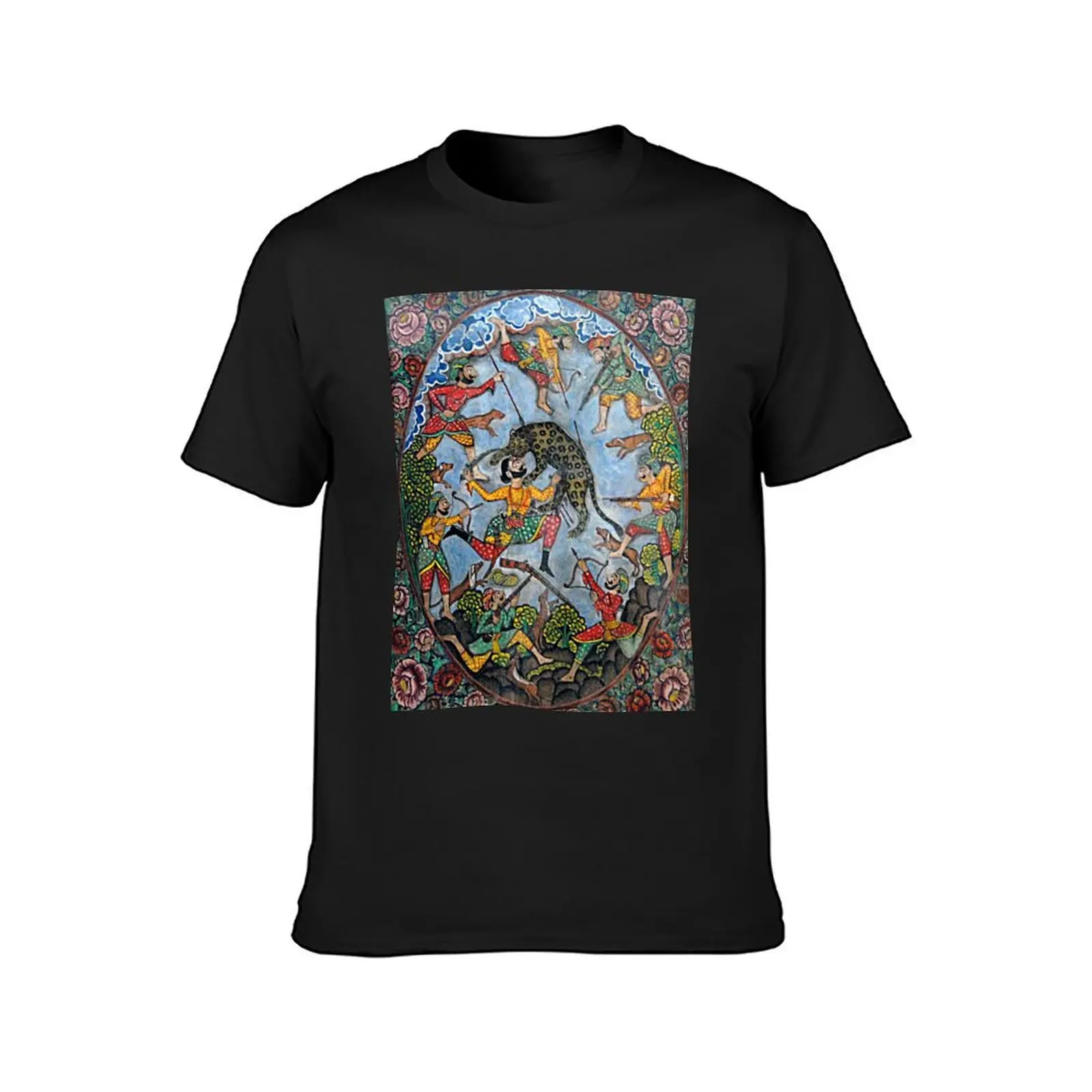 Antique Indian Hunting Painting Miniature T-shirt hippie clothes oversized mens big and tall t shirts