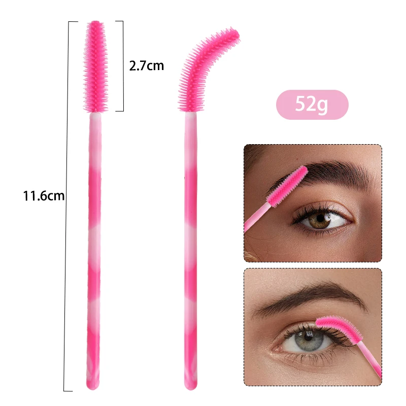 50/100Pcs Disposable Silicone Eyelash Brush Colored Eye Lash Makeup Brushes Mascara Wands Applicator Eyelashes Extension Tool