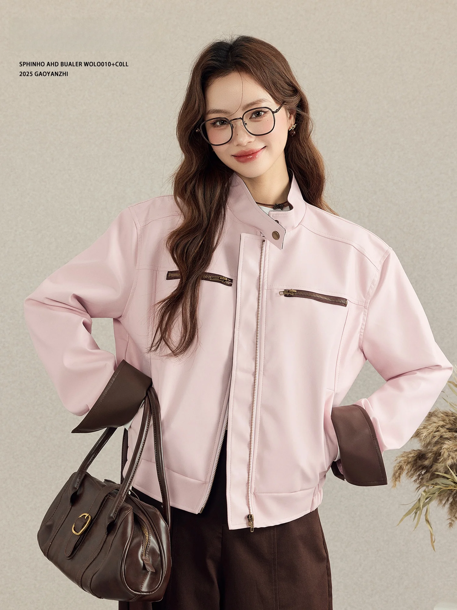 

Корейская короткая розовая куртка для женщин: модная верхняя одежда осень-зима, новинка, приталенный крой, премиум-класс, маленький размер